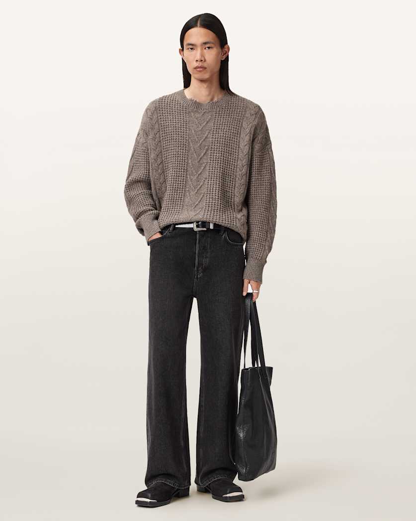 Tenter Oversized Wool Sweater Fawn Brown | ALLSAINTS US